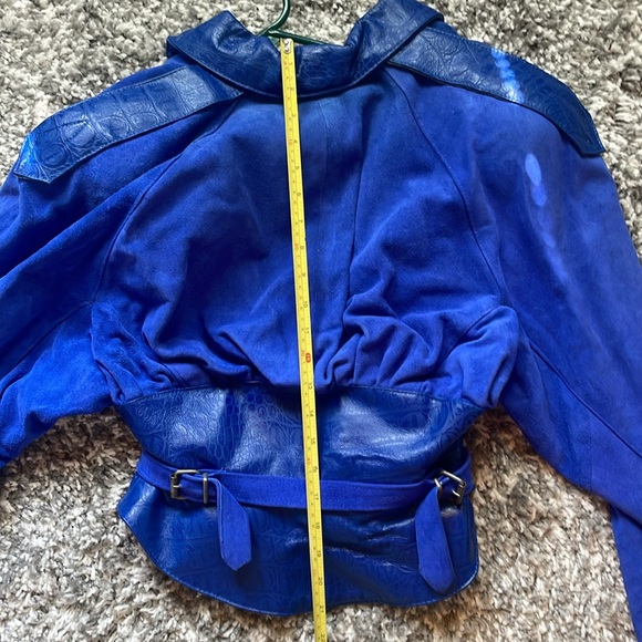 NWT 1980s Vintage Blue Suede Leather Bomber Jacket. - Picture 13 of 16